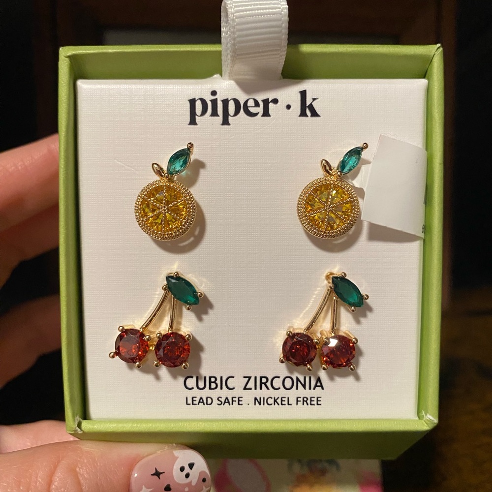 Piper K Lemon and Cherry Stud Earrings